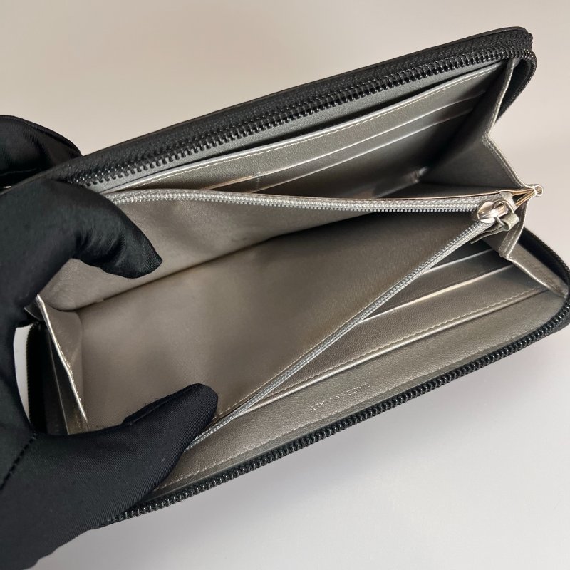 CHANEL 山茶花ㄇ拉長夾 羊皮黑 保卡款14開-7