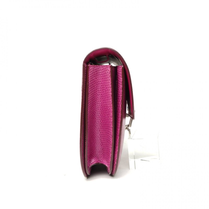 CELINE ClassicBox中號紫色蜥蜴皮銀扣肩背包-1