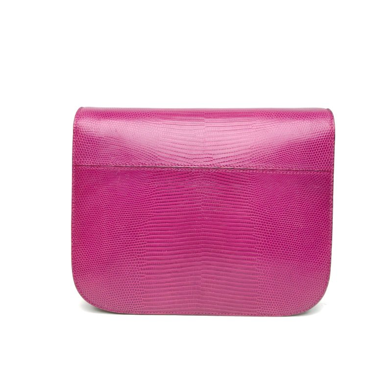 CELINE ClassicBox中號紫色蜥蜴皮銀扣肩背包-2