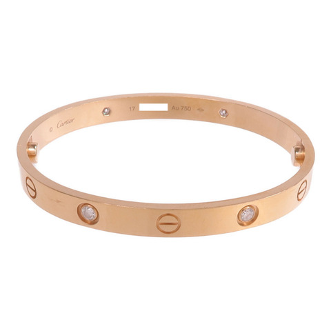 CARTIER 18K玫瑰金Love Bracelet 4 Diamonds鑽石手鐲