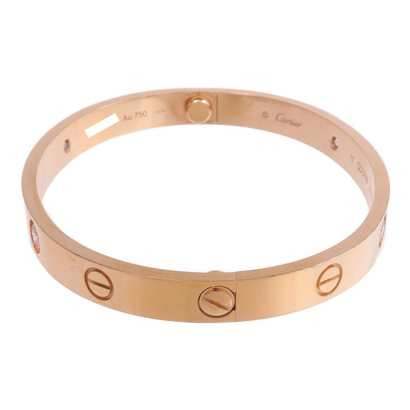 CARTIER 18K玫瑰金Love Bracelet 4 Diamonds鑽石手鐲-1