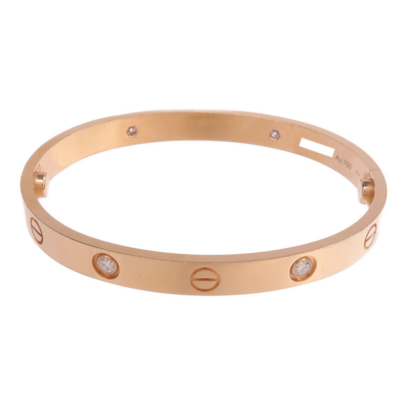 CARTIER 18K玫瑰金Love Bracelet 4 Diamonds鑽石手鐲-2