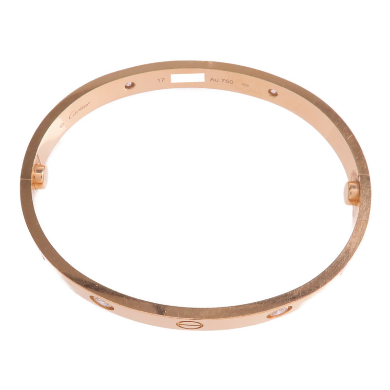 CARTIER 18K玫瑰金Love Bracelet 4 Diamonds鑽石手鐲-3