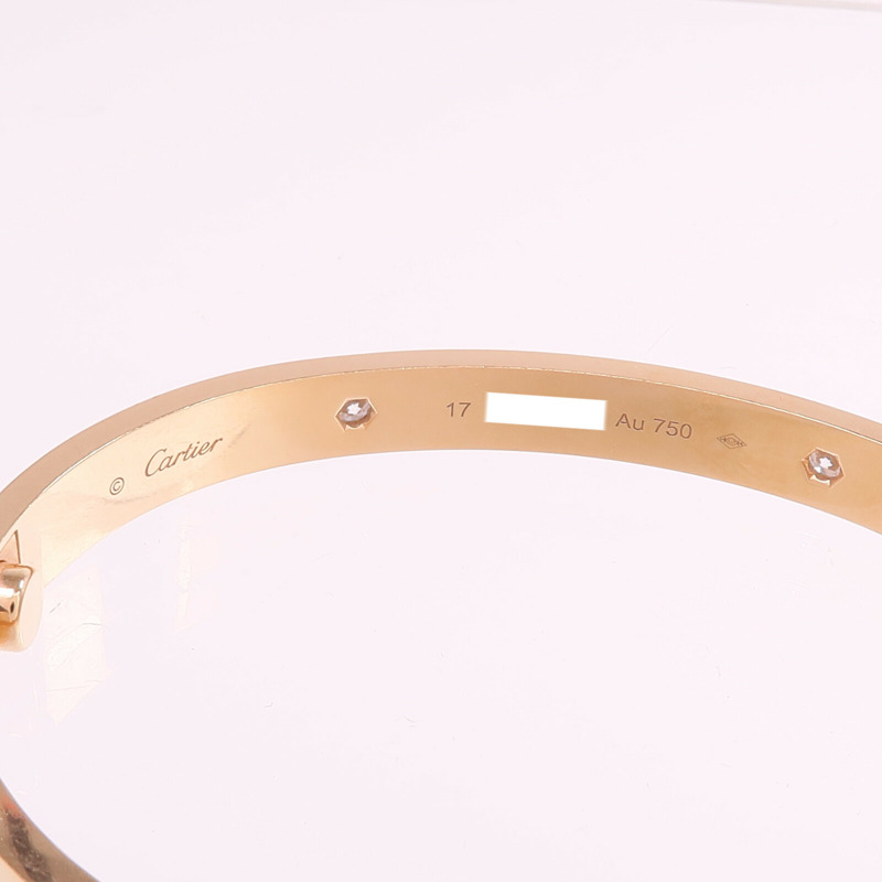 CARTIER 18K玫瑰金Love Bracelet 4 Diamonds鑽石手鐲-4