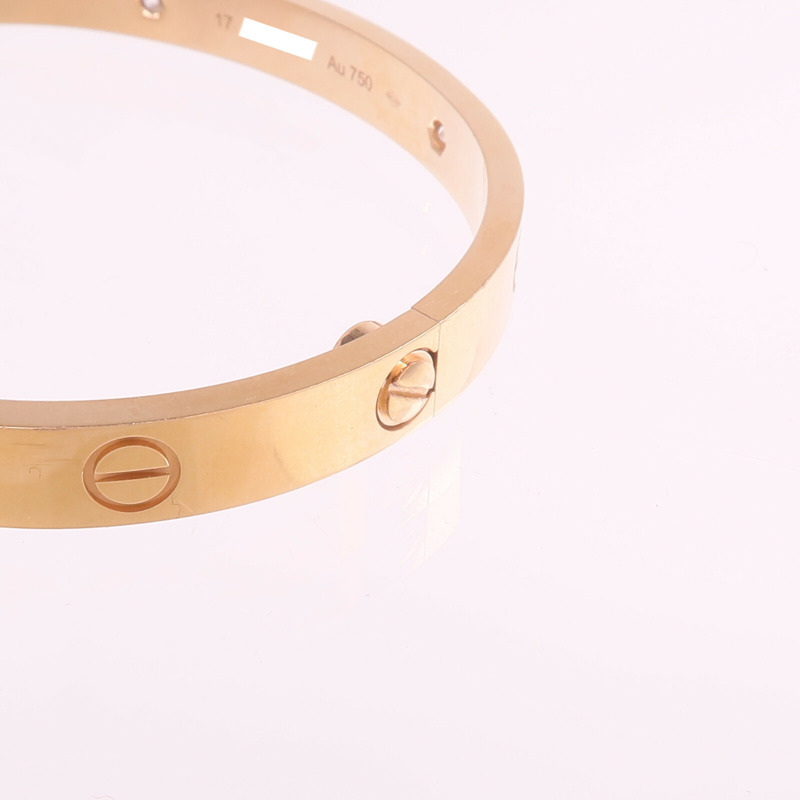 CARTIER 18K玫瑰金Love Bracelet 4 Diamonds鑽石手鐲-5