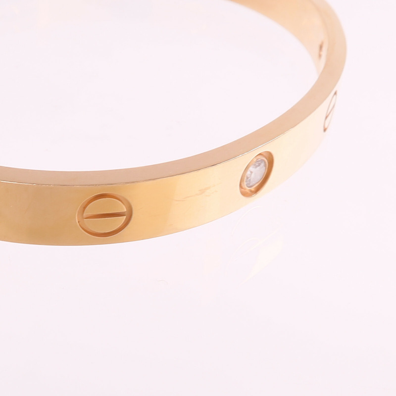 CARTIER 18K玫瑰金Love Bracelet 4 Diamonds鑽石手鐲-6
