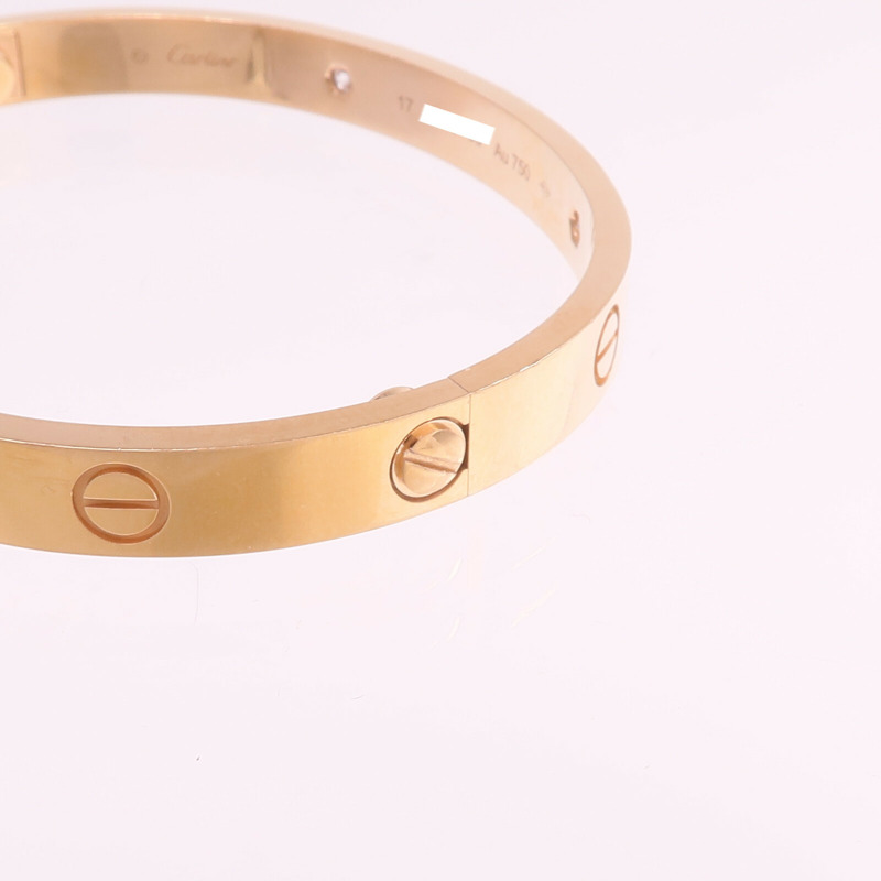 CARTIER 18K玫瑰金Love Bracelet 4 Diamonds鑽石手鐲-7