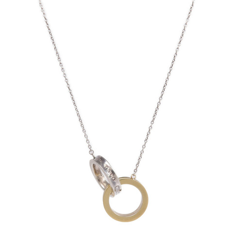 TIFFANY＆CO 18K黃金/925純銀1837 Interlocking Circles Necklace項鍊