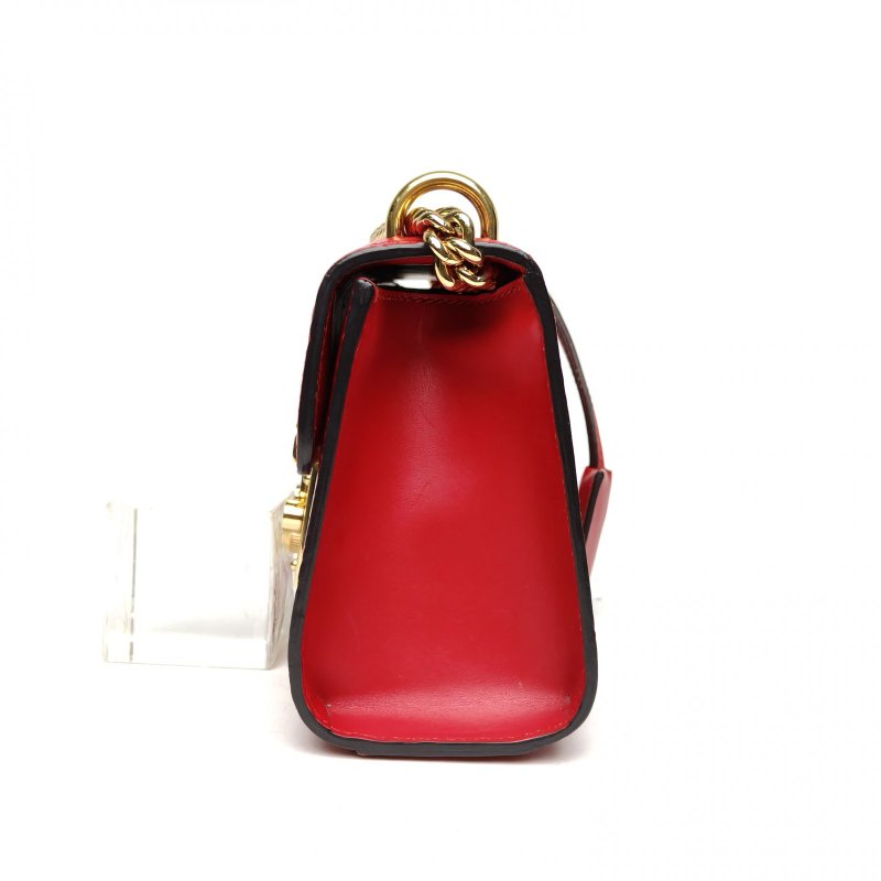 GUCCI Padlock鎖頭包盒子包小號GG壓紋紅色牛皮金扣肩背包-1