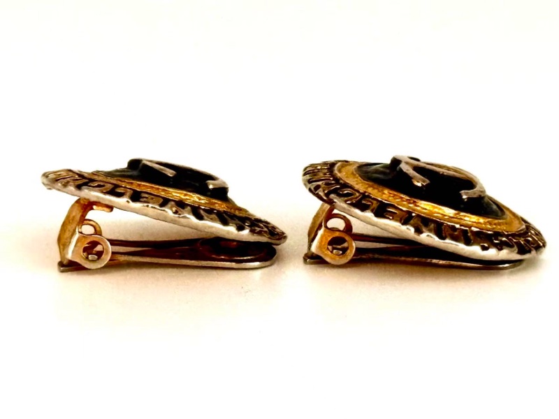 Chanel Vintage香奈兒中古耳夾 黑金雙C 經典款-2