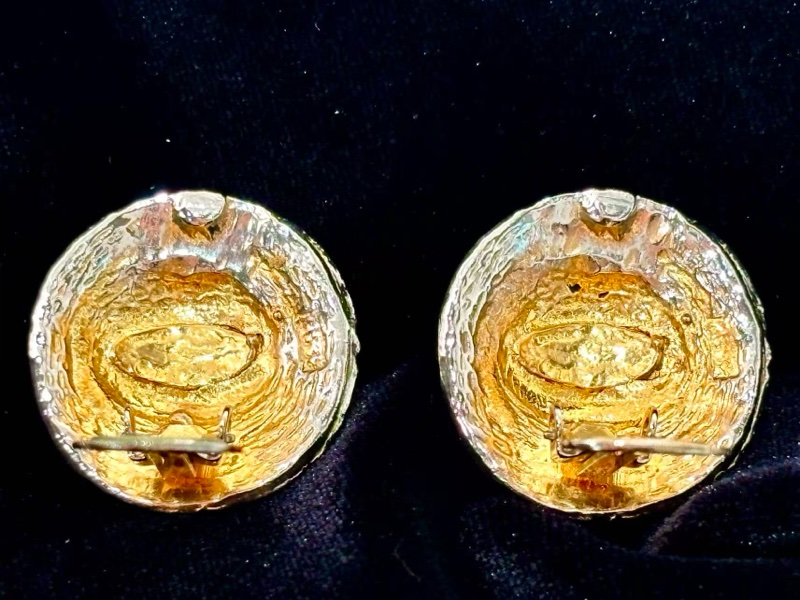 Chanel Vintage香奈兒中古耳夾 黑金雙C 經典款-3