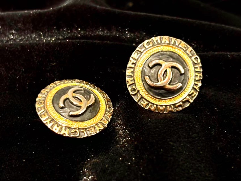 Chanel Vintage香奈兒中古耳夾 黑金雙C 經典款-5