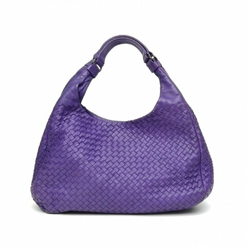 BOTTEGA VENETA 紫色羊皮鎢鋼扣經典編織腋下單肩包hobo肩背包