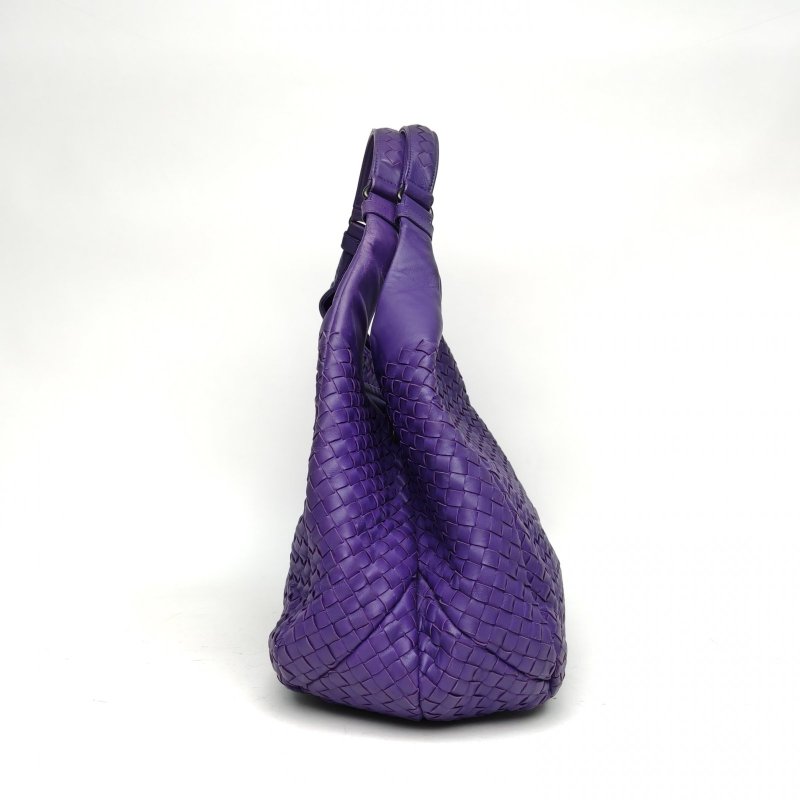 BOTTEGA VENETA 紫色羊皮鎢鋼扣經典編織腋下單肩包hobo肩背包-1