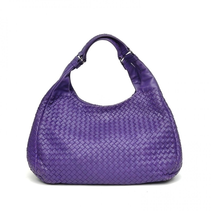 BOTTEGA VENETA 紫色羊皮鎢鋼扣經典編織腋下單肩包hobo肩背包-2