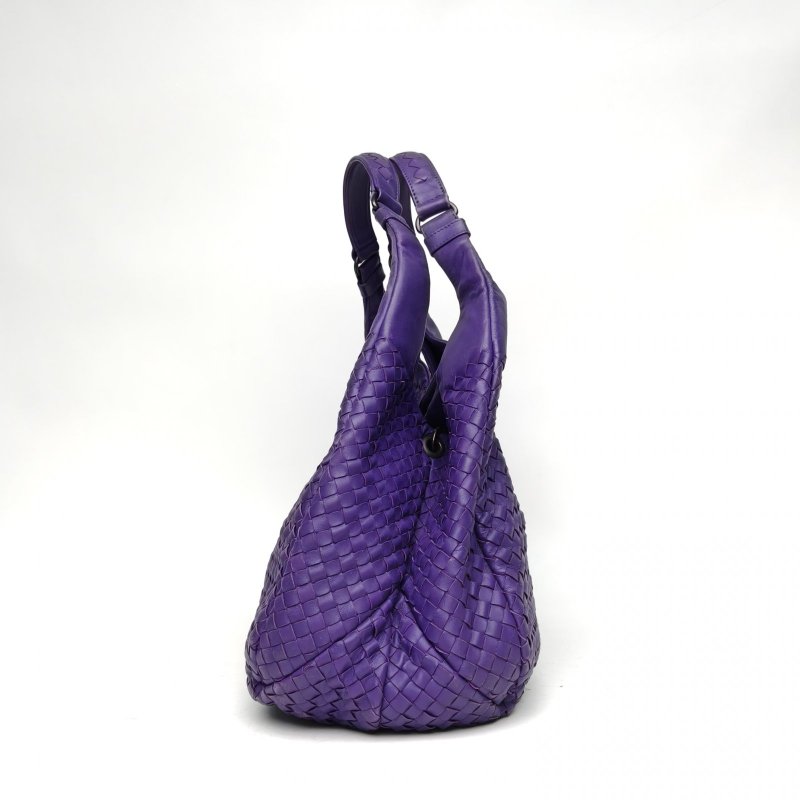 BOTTEGA VENETA 紫色羊皮鎢鋼扣經典編織腋下單肩包hobo肩背包-3