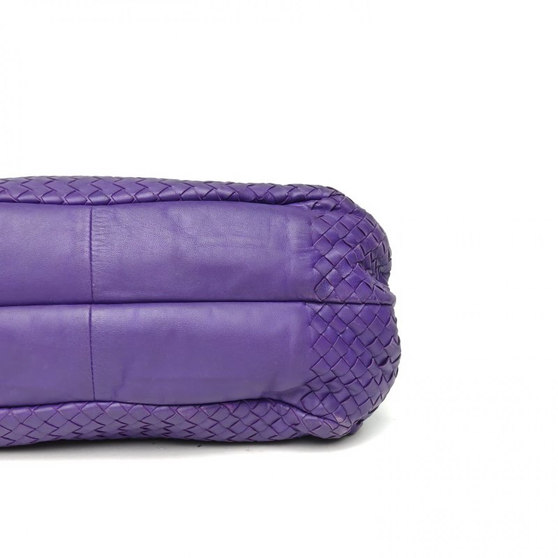 BOTTEGA VENETA 紫色羊皮鎢鋼扣經典編織腋下單肩包hobo肩背包-4