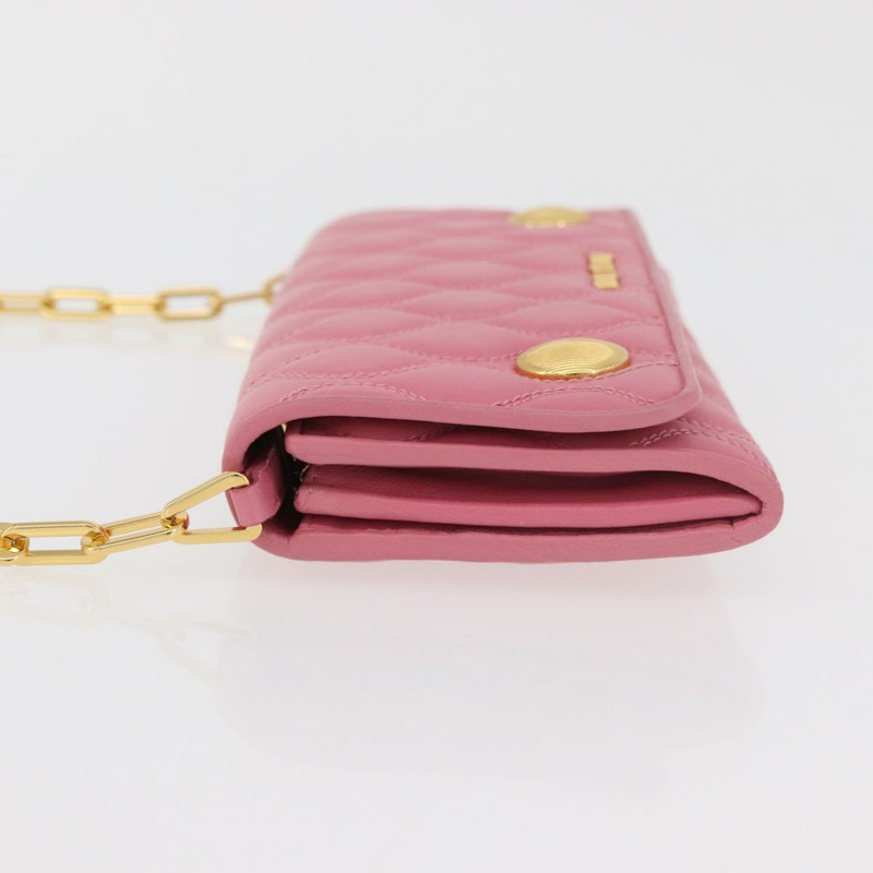 【日本直送】Miu Miu 鏈條肩包 皮革 粉紅色 金邊 正品 YKZ1230A-3