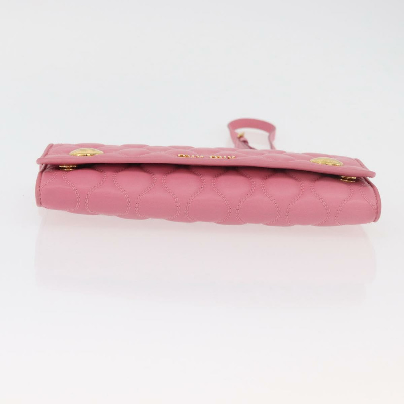 【日本直送】Miu Miu 鏈條肩包 皮革 粉紅色 金邊 正品 YKZ1230A-4