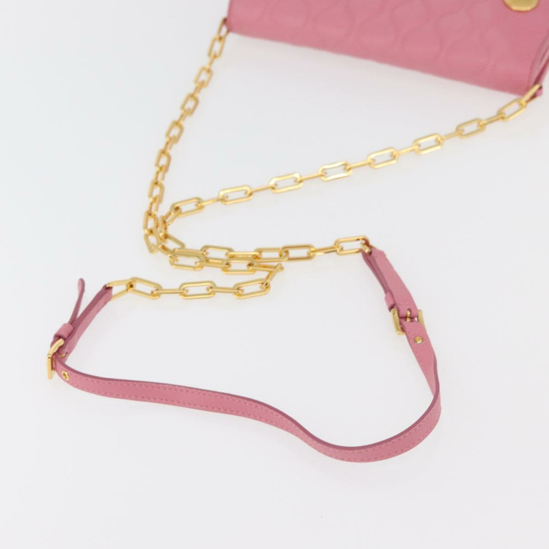【日本直送】Miu Miu 鏈條肩包 皮革 粉紅色 金邊 正品 YKZ1230A-6
