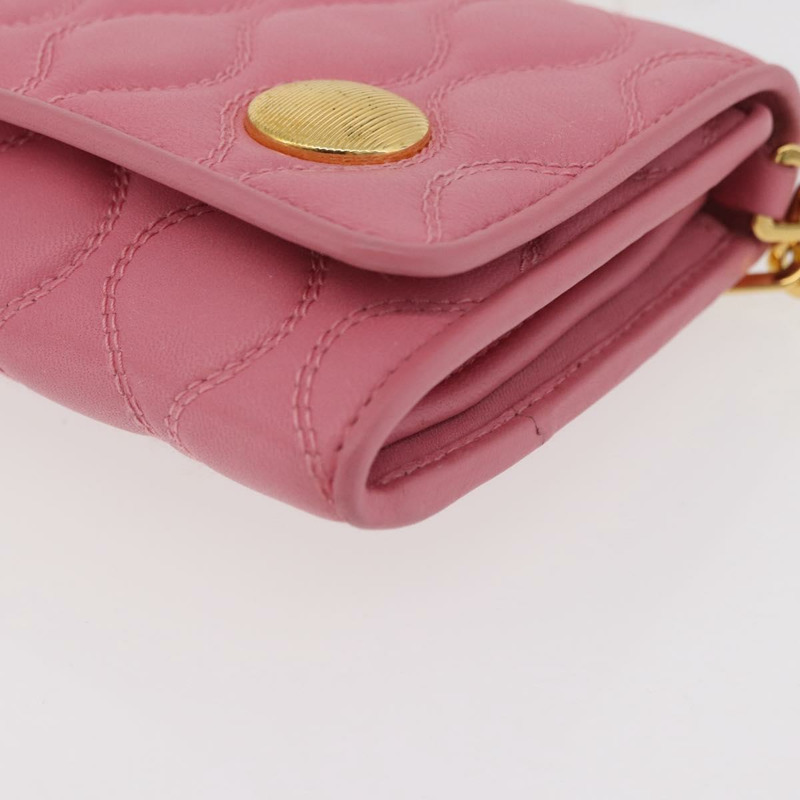 【日本直送】Miu Miu 鏈條肩包 皮革 粉紅色 金邊 正品 YKZ1230A-14