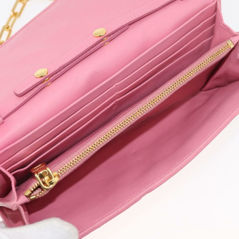 【日本直送】Miu Miu 鏈條肩包 皮革 粉紅色 金邊 正品 YKZ1230A-18