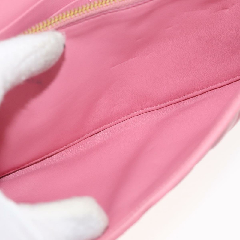 【日本直送】Miu Miu 鏈條肩包 皮革 粉紅色 金邊 正品 YKZ1230A-20