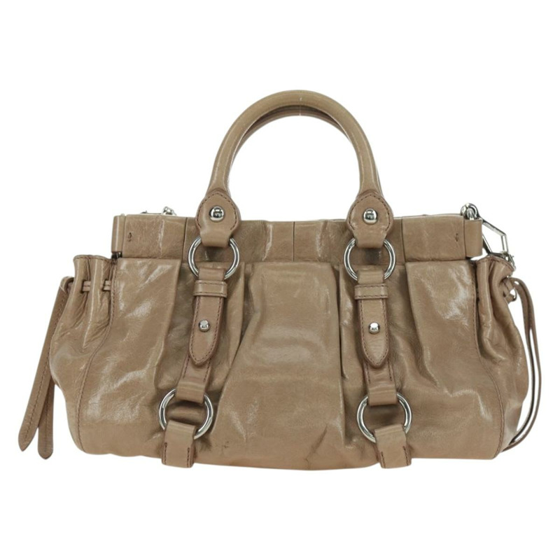 【日本直送】Miu Miu 手提包 皮革 兩用 米色 銀色 正品 yk20294SAV-1