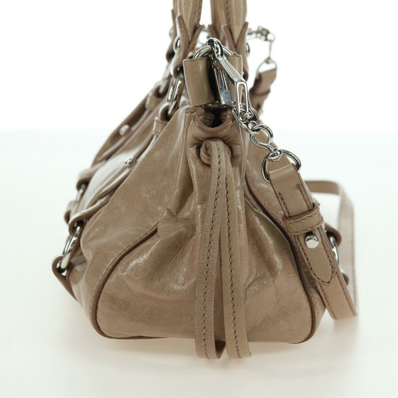 【日本直送】Miu Miu 手提包 皮革 兩用 米色 銀色 正品 yk20294SAV-3