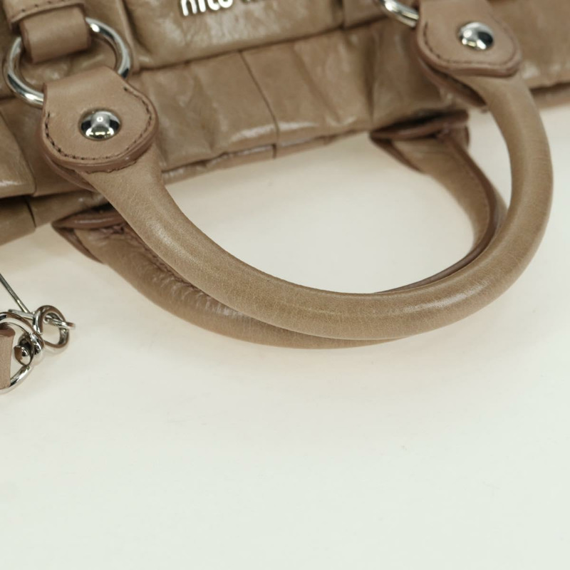 【日本直送】Miu Miu 手提包 皮革 兩用 米色 銀色 正品 yk20294SAV-7