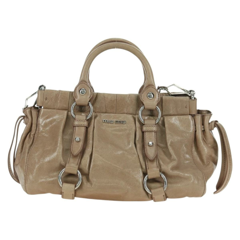 【日本直送】Miu Miu 手提包 皮革 兩用 米色 銀色 正品 yk20294SAV-12