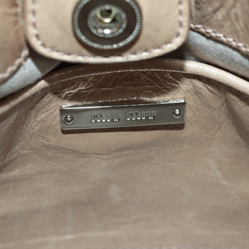 【日本直送】Miu Miu 手提包 皮革 兩用 米色 銀色 正品 yk20294SAV-19