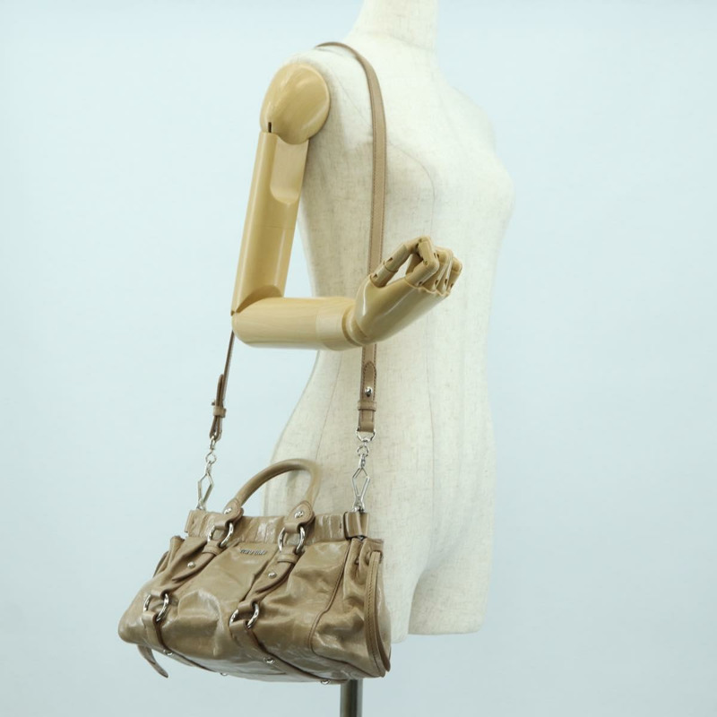 【日本直送】Miu Miu 手提包 皮革 兩用 米色 銀色 正品 yk20294SAV-23