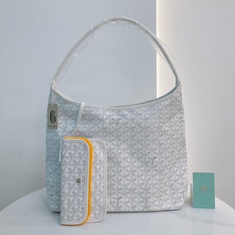 MS0687 Goyard 高雅德 戈雅 藝術家 腋下包 帆布 白色 銀扣 Boheme Hobo Bag Canvas White x PHW