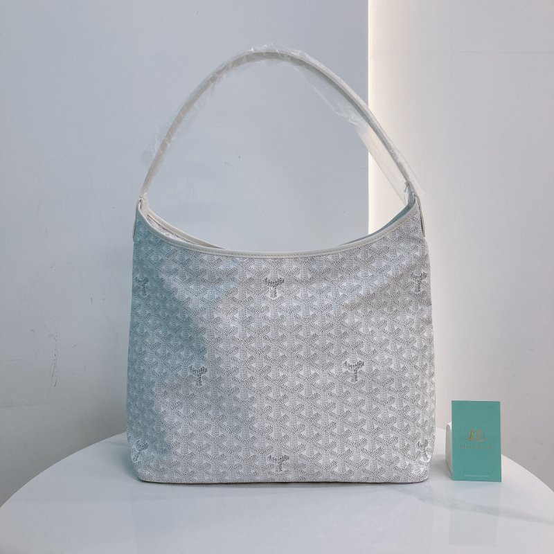 MS0687 Goyard 高雅德 戈雅 藝術家 腋下包 帆布 白色 銀扣 Boheme Hobo Bag Canvas White x PHW-1