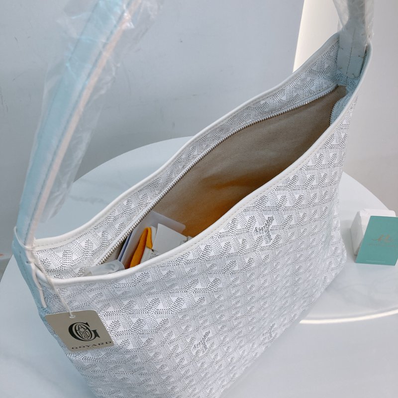 MS0687 Goyard 高雅德 戈雅 藝術家 腋下包 帆布 白色 銀扣 Boheme Hobo Bag Canvas White x PHW-10