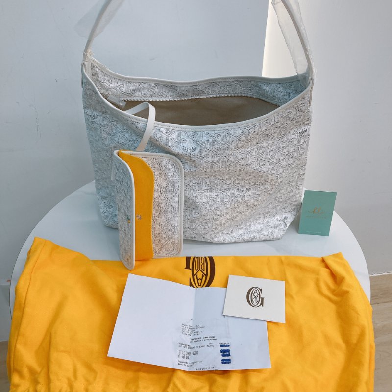 MS0687 Goyard 高雅德 戈雅 藝術家 腋下包 帆布 白色 銀扣 Boheme Hobo Bag Canvas White x PHW-24