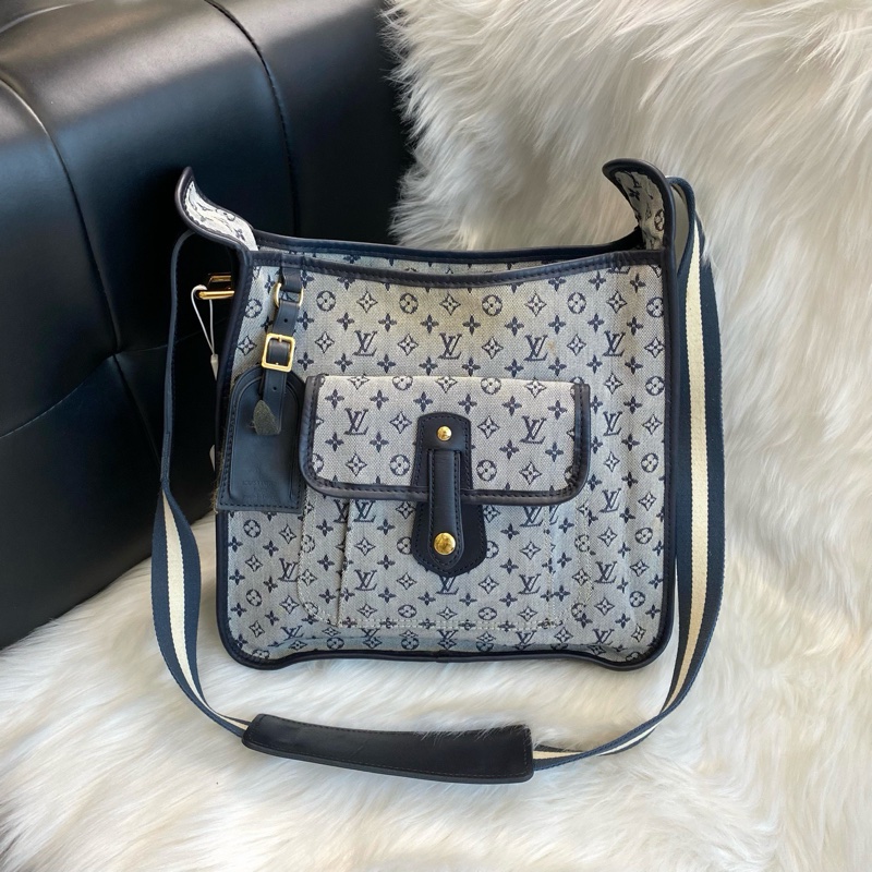 Louis Vuitton • 經典老花牛仔丹寧 Evelyne 斜背包-4