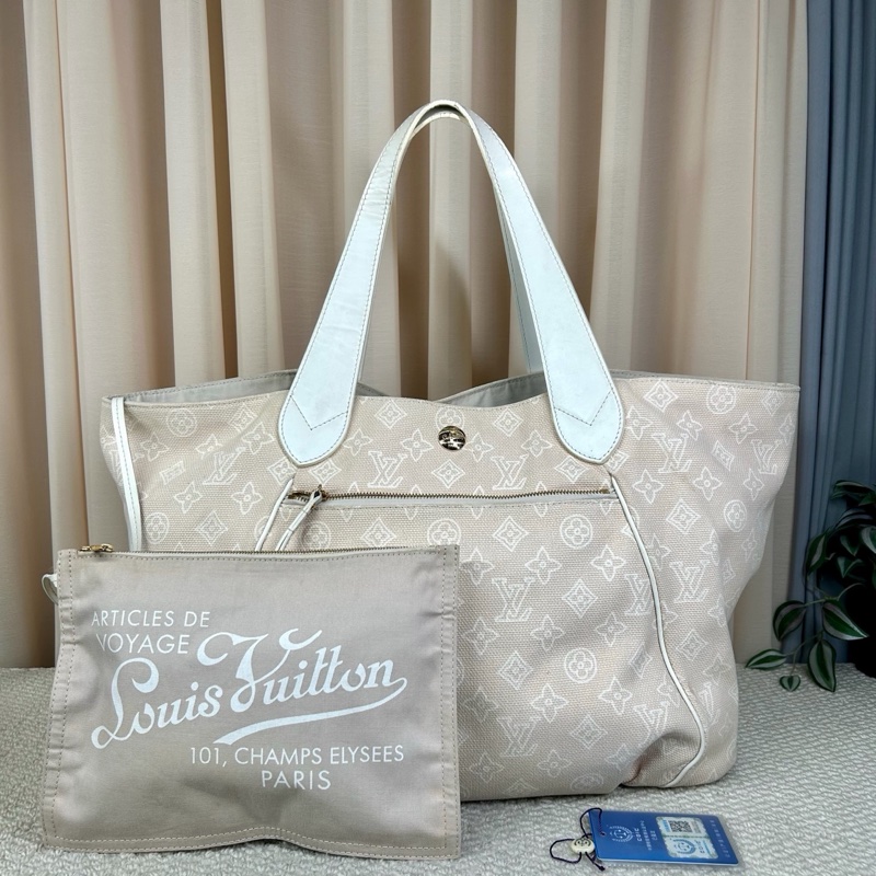 Louis Vuitton • 米白色牛仔丹寧托特包 附子袋-3