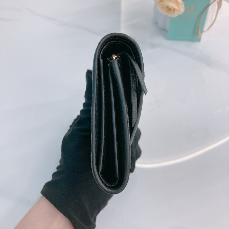 MS0689	Louis Vuitton 路易威登 三摺錢包 壓印牛皮 黑色 金扣 Victorine Wallet Calfskin Empreinte Black x GHW-2