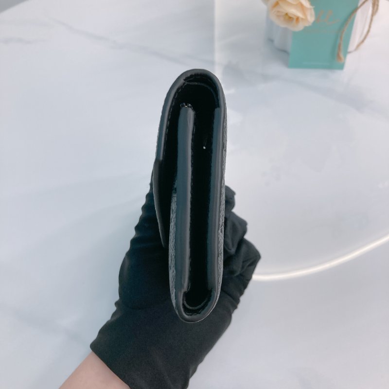 MS0689	Louis Vuitton 路易威登 三摺錢包 壓印牛皮 黑色 金扣 Victorine Wallet Calfskin Empreinte Black x GHW-3