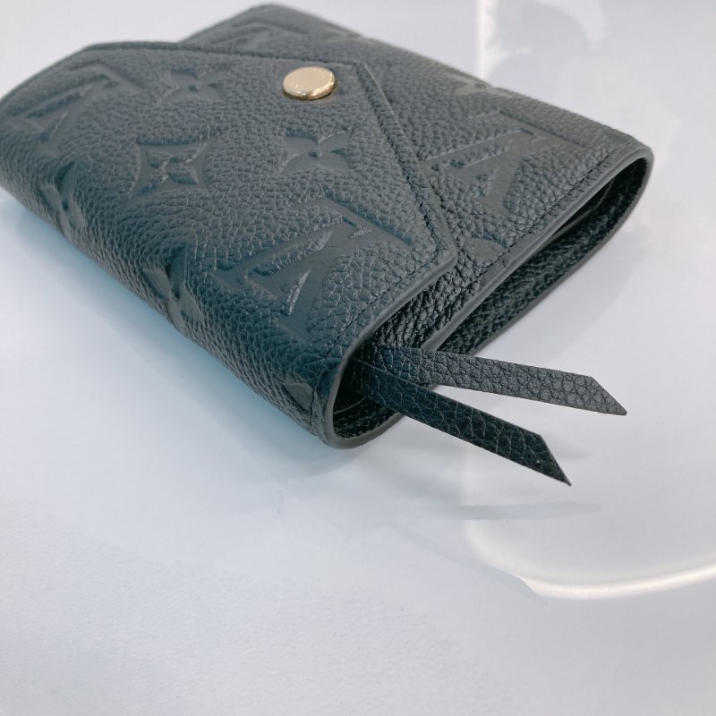 MS0689	Louis Vuitton 路易威登 三摺錢包 壓印牛皮 黑色 金扣 Victorine Wallet Calfskin Empreinte Black x GHW-8