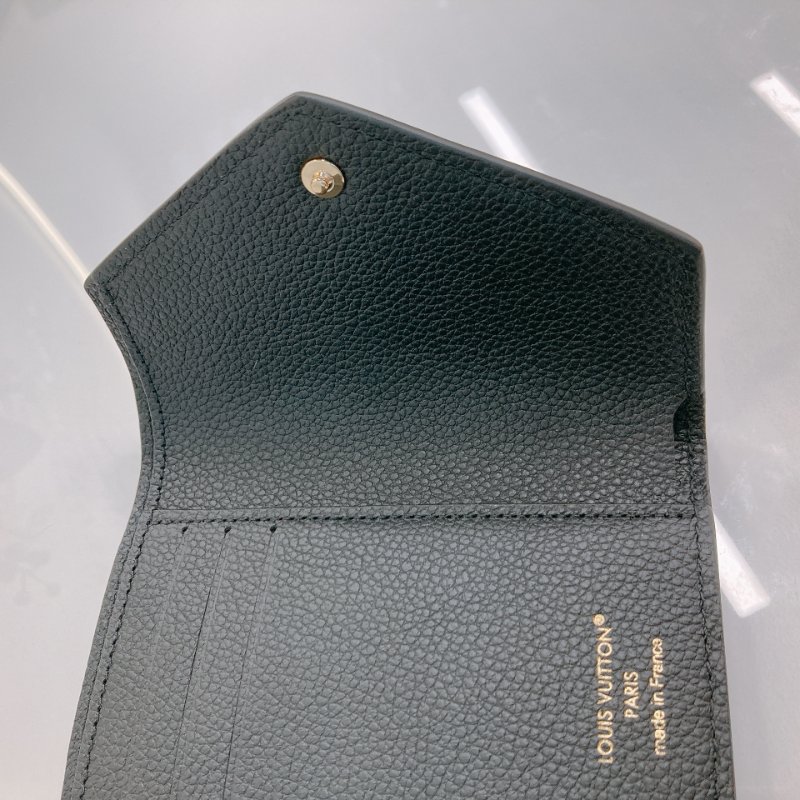 MS0689	Louis Vuitton 路易威登 三摺錢包 壓印牛皮 黑色 金扣 Victorine Wallet Calfskin Empreinte Black x GHW-15