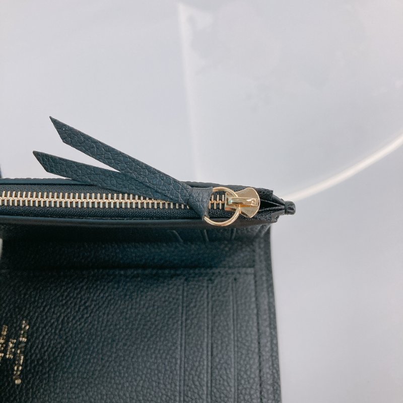 MS0689	Louis Vuitton 路易威登 三摺錢包 壓印牛皮 黑色 金扣 Victorine Wallet Calfskin Empreinte Black x GHW-18