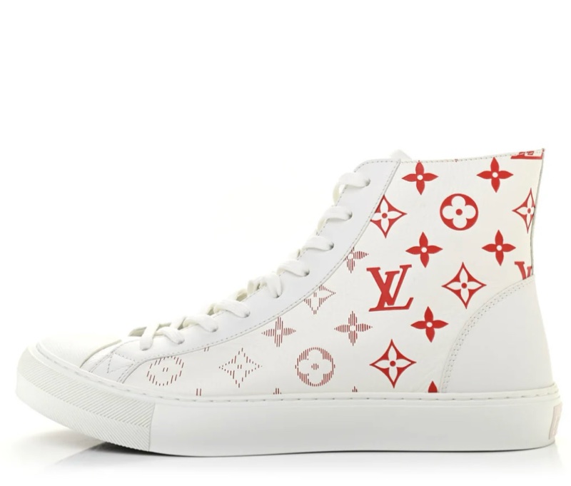 Louis Vuitton LV路易威登 Tattoo 白紅 logo 滿印 老花 高幫休閒板鞋 25cm 40號-0