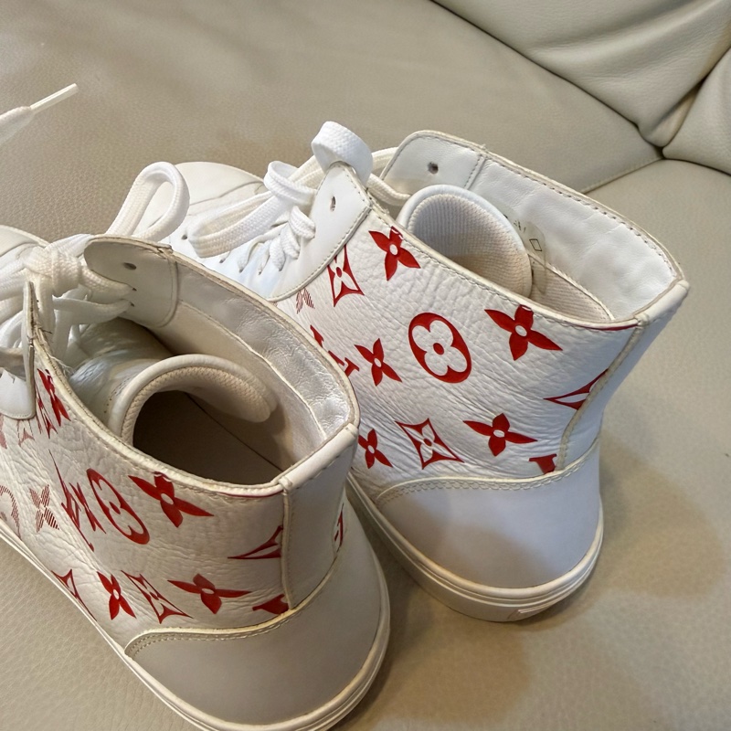 Louis Vuitton LV路易威登 Tattoo 白紅 logo 滿印 老花 高幫休閒板鞋 25cm 40號-9