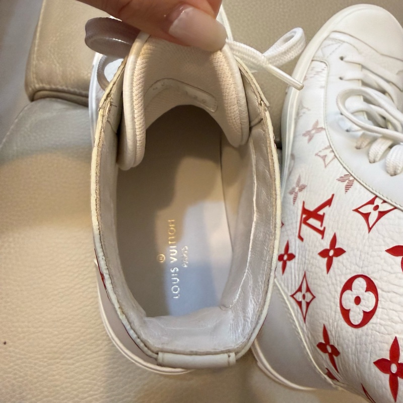 Louis Vuitton LV路易威登 Tattoo 白紅 logo 滿印 老花 高幫休閒板鞋 25cm 40號-17