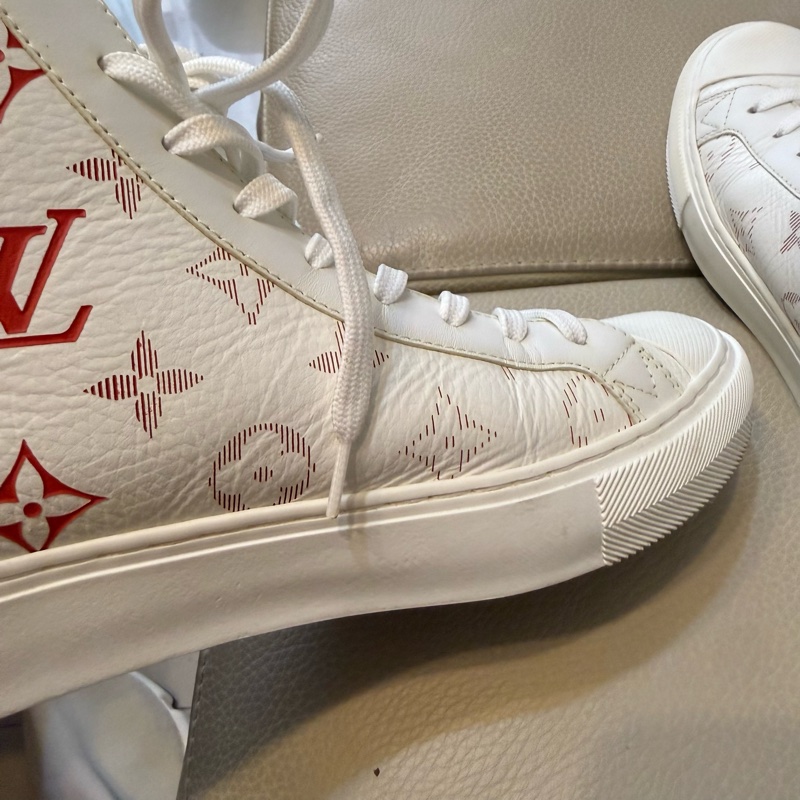Louis Vuitton LV路易威登 Tattoo 白紅 logo 滿印 老花 高幫休閒板鞋 25cm 40號-23