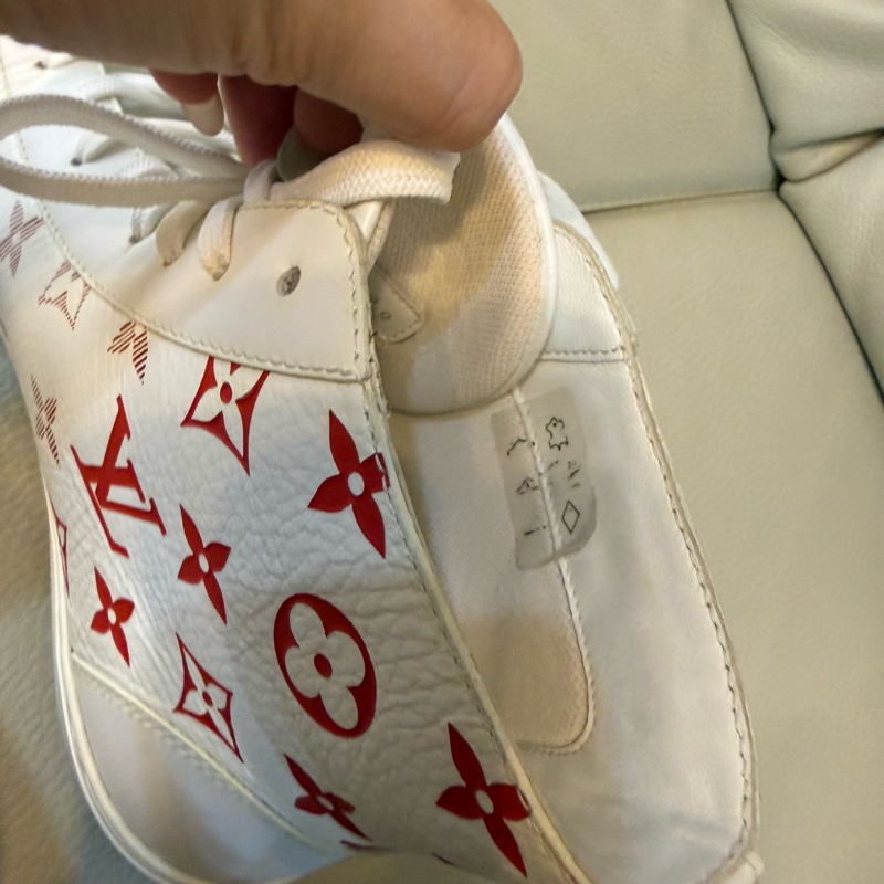 Louis Vuitton LV路易威登 Tattoo 白紅 logo 滿印 老花 高幫休閒板鞋 25cm 40號-24
