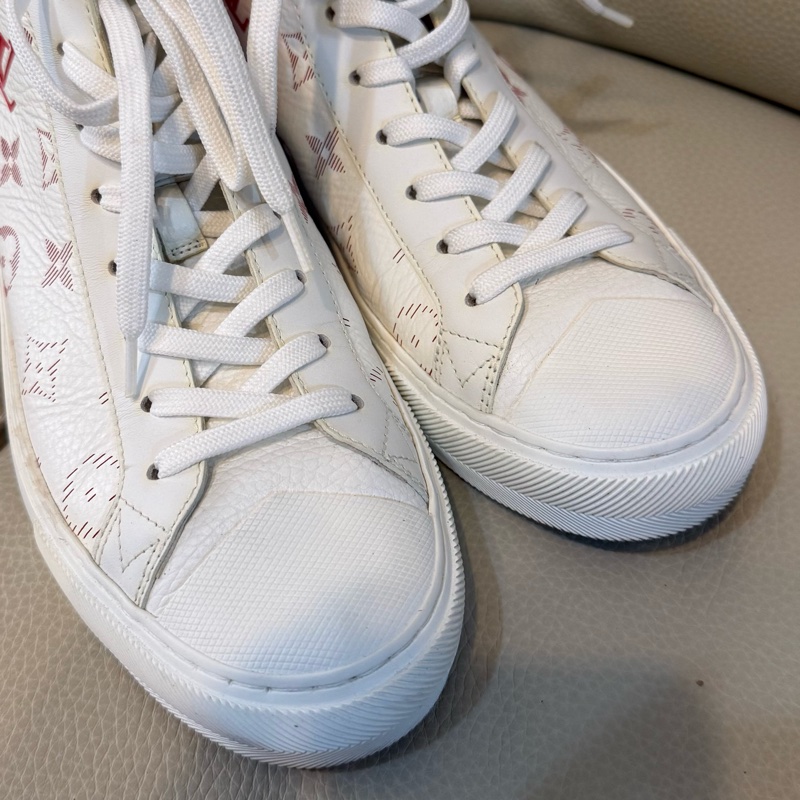 Louis Vuitton LV路易威登 Tattoo 白紅 logo 滿印 老花 高幫休閒板鞋 25cm 40號-27